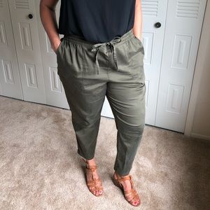 LOFT Olive Green Tie-Waist Pants XXL